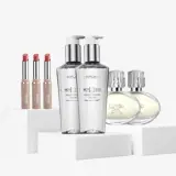 група козметички производи на бел подиум