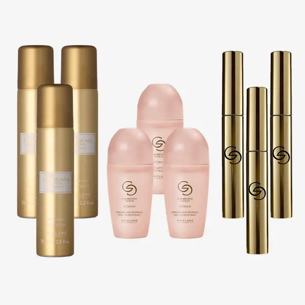 ოქროს კონტეინერების ჯგუფი ოქროს თავ