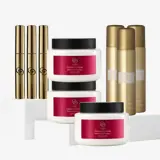 група бели контејнери со црвени етикети