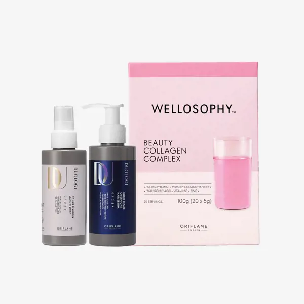 a group of bottles next to a box