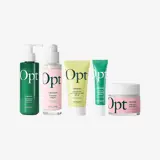 Un grupo de frascos de cosméticos.