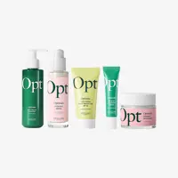 Un grupo de frascos de cosméticos.