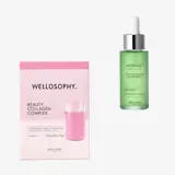 o sticlă de ser și o cutie roz