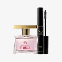 a bottle of perfume and mascara
