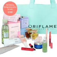 a group of beauty products and a bag