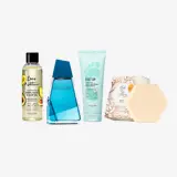 un grupo de frascos de productos para el cuidado corporal