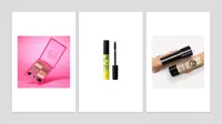 un collage de différents produits de maquillage