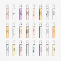 a group of vials of different colored liquid