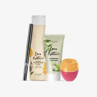 a group of cosmetics and a tube