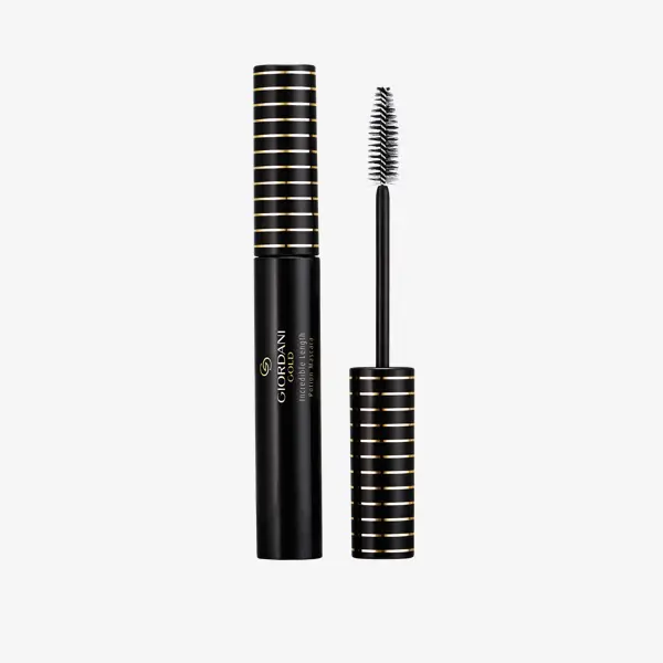 a black mascara with gold stripes
