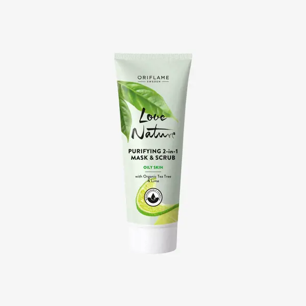 Masque et Gommage Purifiants 2 en 1 Love Nature à l'Extrait Naturel d'Arbre à Thé et de Citron