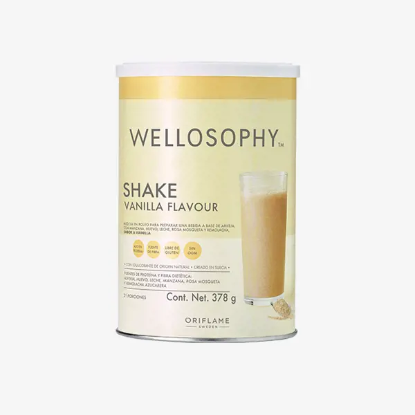 Mezcla en Polvo para Preparar una Bebida a Base de Arveja, con Manzana, Huevo, Leche, Rosa Mosqueta y Remolacha, Sabor a Vainilla - Shake Vanilla Flavour "Wellosophy™"*