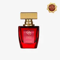 Sebotol parfum dengan tutup emas