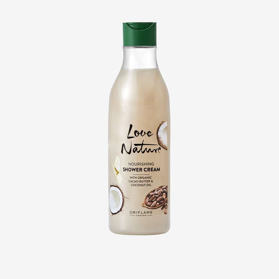 Crema de Ducha Nutritiva con Manteca de Cacao y Aceite de Coco Orgánicos Love Nature Tamaño Grande