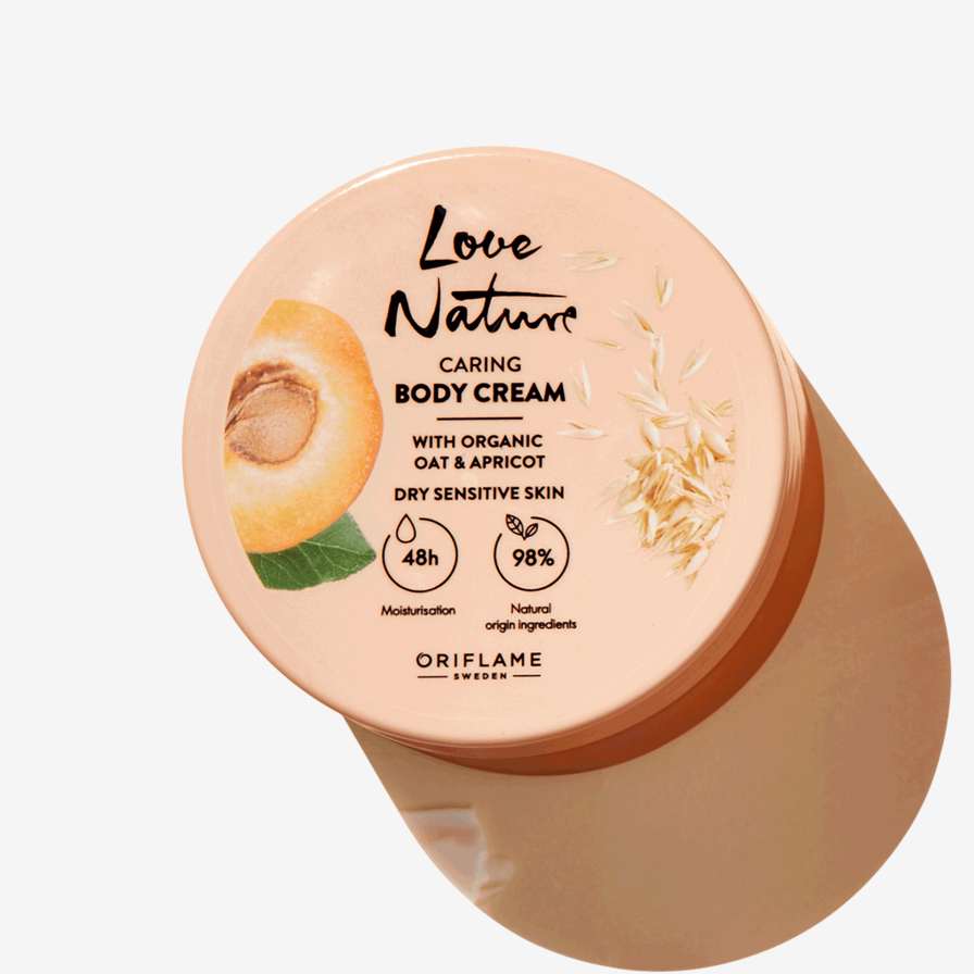 Crème Bienfaisante pour le Corps Love Nature à l'Extrait Naturel d'Avoine et d'Abricot