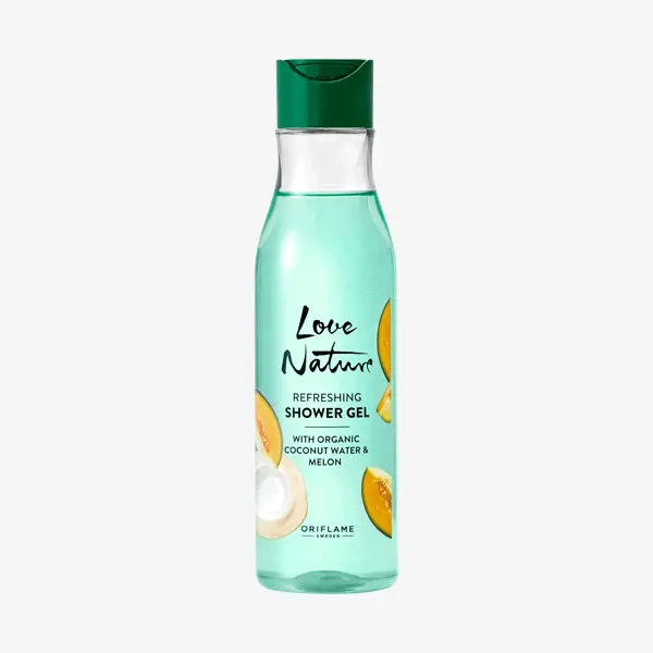 Gel Douche Rafraîchissant Love Nature à l'eau de Noix de Coco et au Melon