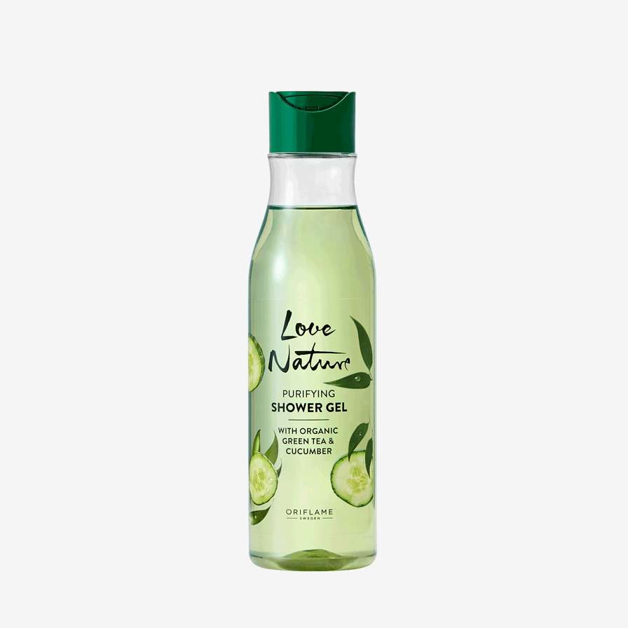 Почистващ гел за душ с органични екстракти от зелен чай & краставица Love Nature