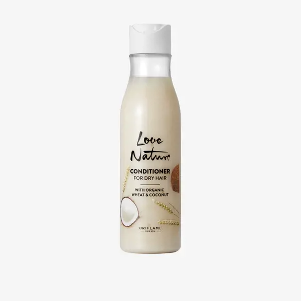 Balsam pentru păr uscat şi deteriorat cu grâu şi nucă de cocos organice Love Nature