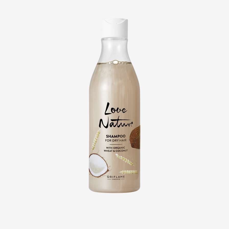 Şampon pentru păr uscat şi deteriorat cu grâu şi nucă de cocos organice Love Nature XXL