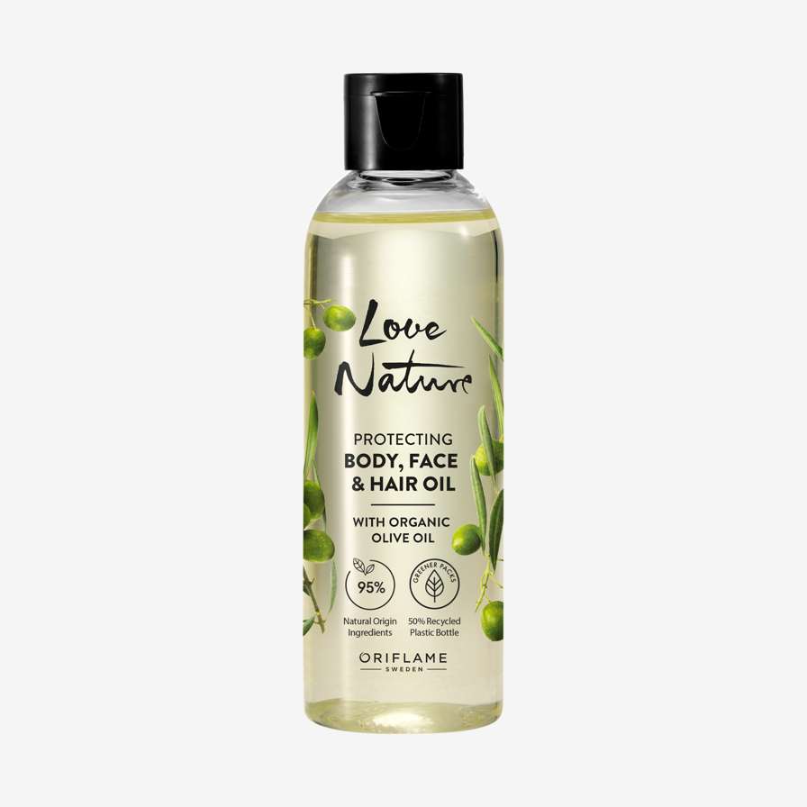 Love Nature oliiviõliga kaitsev õli kehale, näole ja juustele