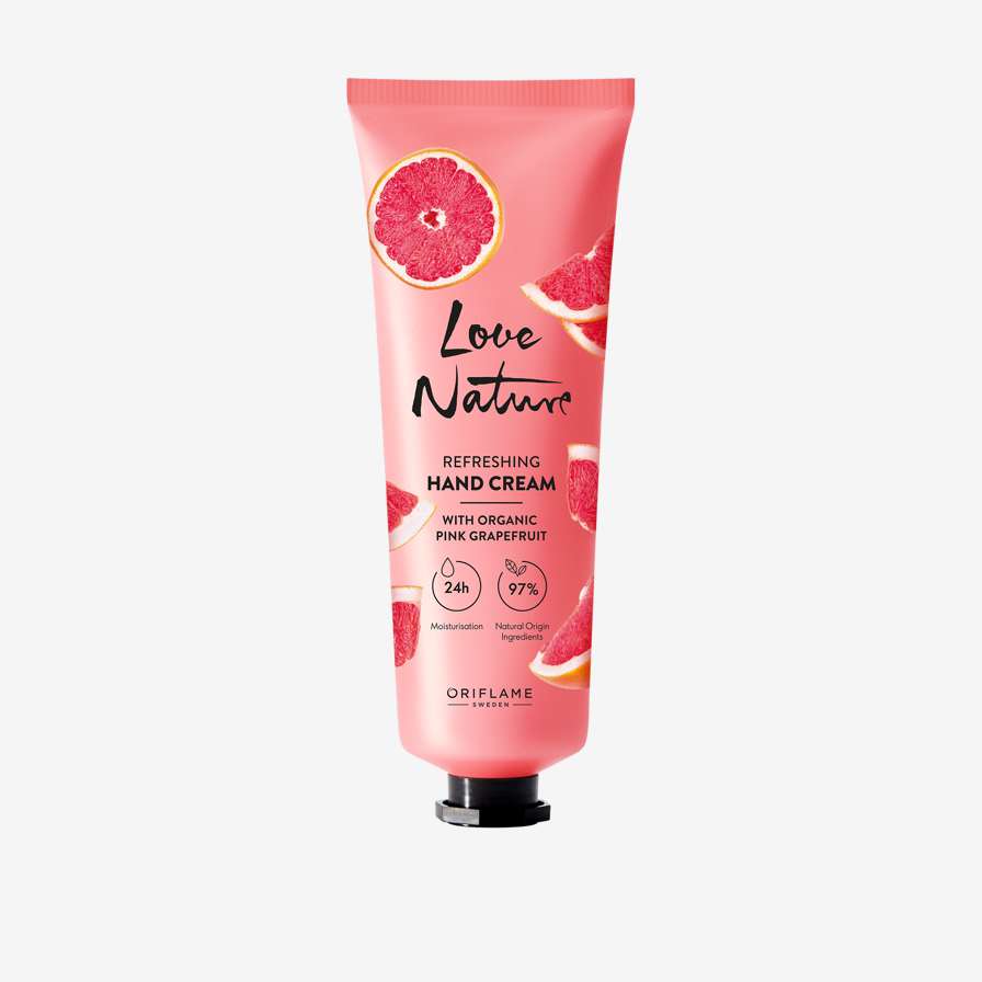 Osviežujúci krém na ruky s bio ružovým grapefruitom Love Nature