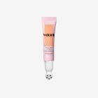 a pink tube with black and orange text
