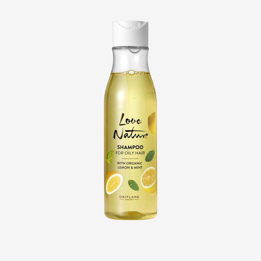 Love Nature Шампон за мрсна коса со органски лимон и нане