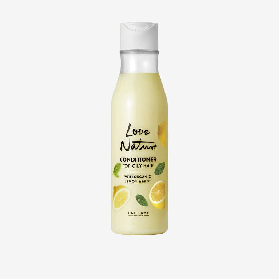 Love Nature майлы шашқа арналған органикалық лимон мен жалбыз қосылған кондиционер