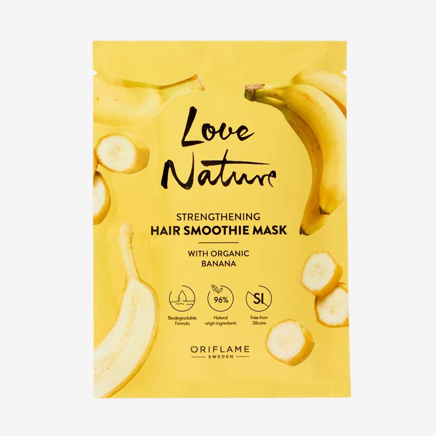 Love Nature шашқа арналған органикалық банан қосылған нығайтатын маска-смузи