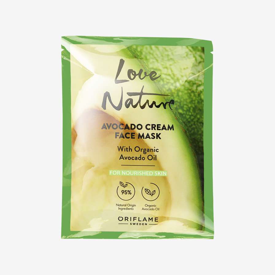 „Love Nature“ gelinė veido kaukė su ekologišku avokadų aliejumi