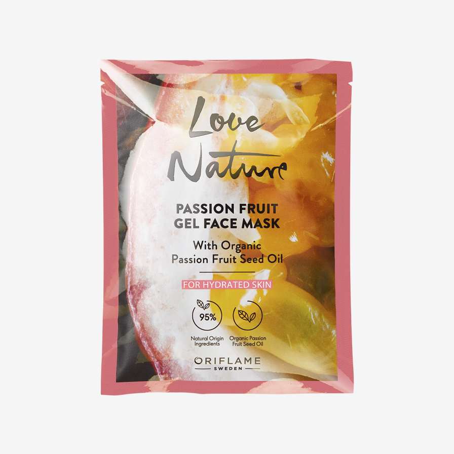 „Love Nature“ gelinė veido kaukė su ekologišku pasiflorų sėklų aliejumi