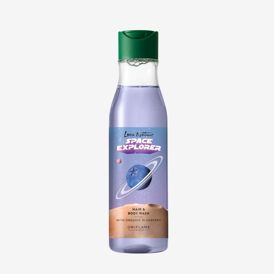 Love Nature Space Explorer šampūns un dušas želeja ar organisko melleņu ekstraktu