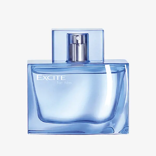 eine blaue Parfümflasche