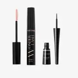 een zwarte tube met een tube vloeistof en een tube eyeliner