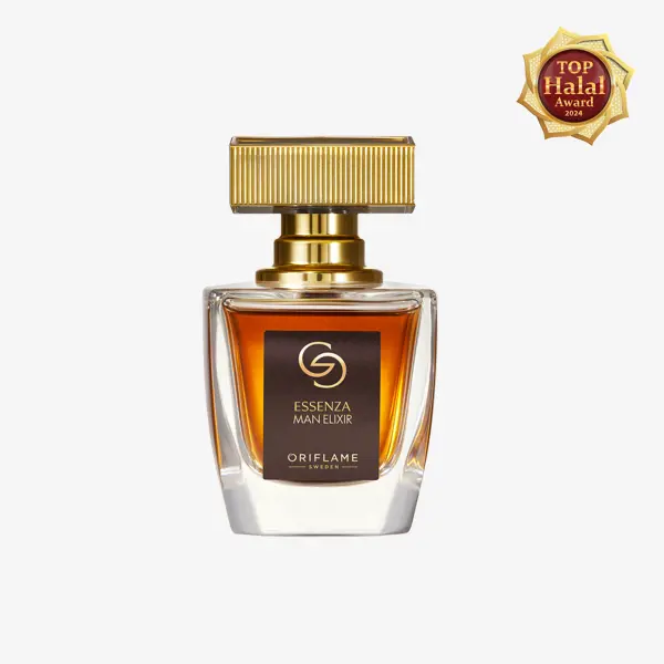 Sebotol parfum dengan tutup emas