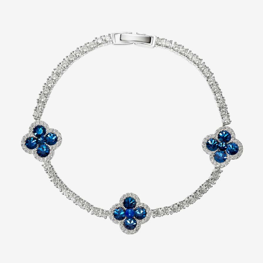 Blue Lapis Ice Clover Bracelet