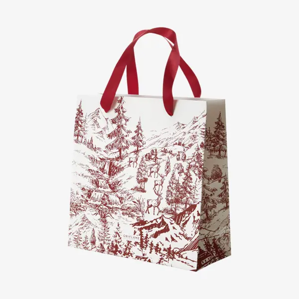 Подарочный пакет с зимним принтом – большой (для неё)