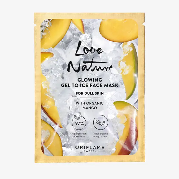 Glowing Gel to Ice Face Mask with Organic Mango