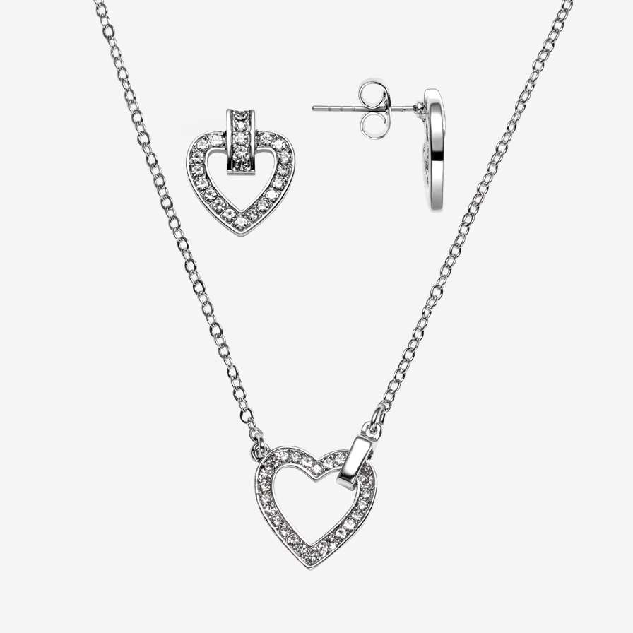 Crush Pave Heart Jewellery Set