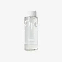 a clear bottle with a white cap