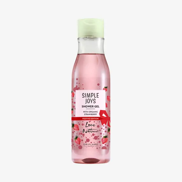 Gel de Ducha Simple Joys con Fresa Orgánica Edición Festiva Love Nature