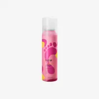 un bote de spray rosa y amarillo