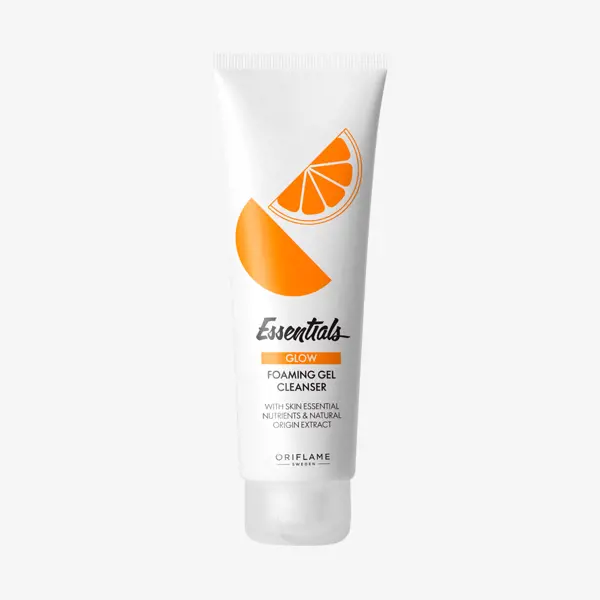 a white tube with orange design on it