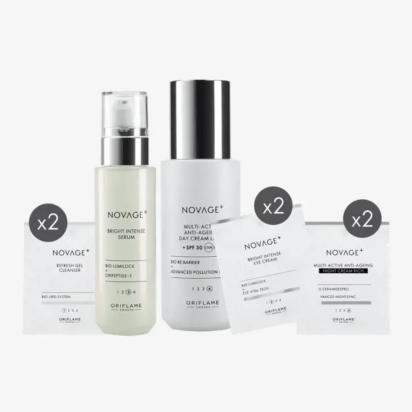 Set de testare a rutinei cu textură mixtă Novage+ Bright Intense