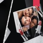 a group of women with lipsticks on a black and white background