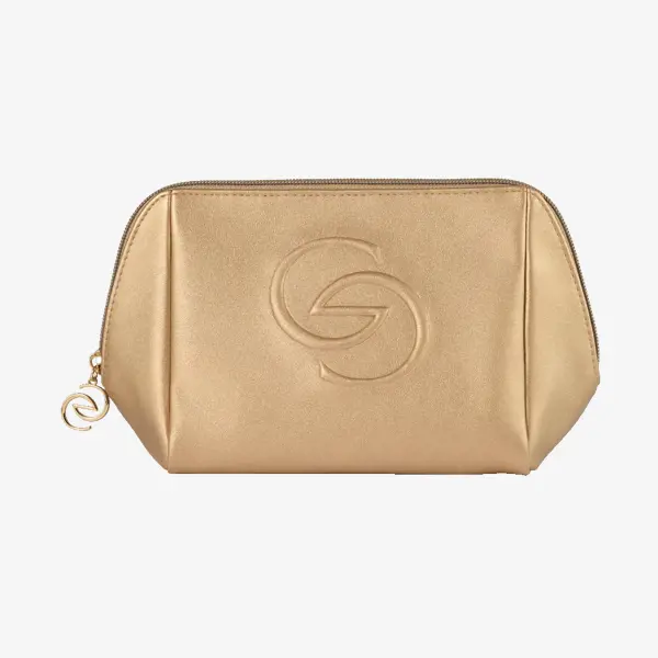 золотая косметичка с логотипом