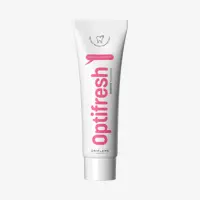 a white tube with pink text