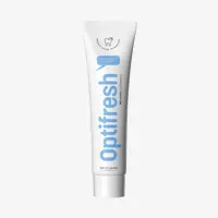 a white tube with blue text