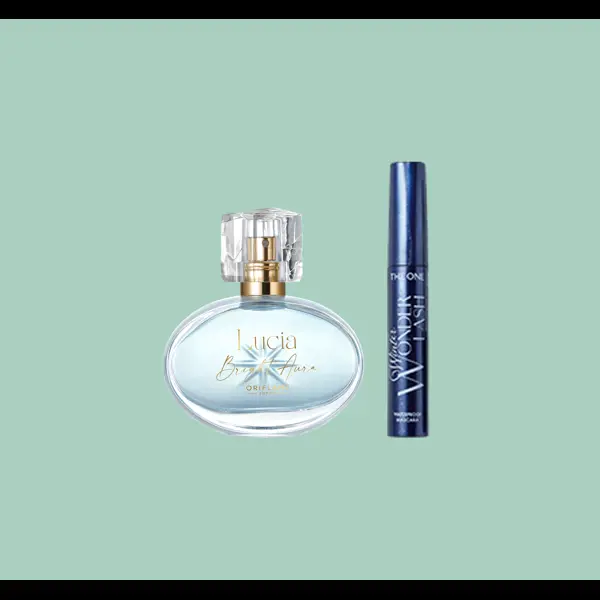 maskara yanında bir şişe parfüm