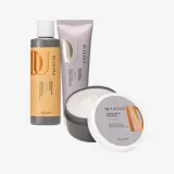 un grupo de cosméticos sobre fondo blanco